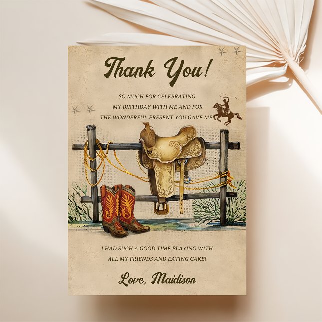 Western Cowboy Birthday Party Thank You Card (Creator Uploaded)