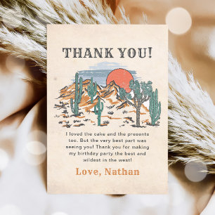Western Cowboy Birthday Party  Thank You Card