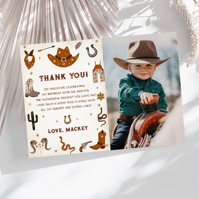 Western Cowboy Birthday Party Thank You Card Photo (Creator Uploaded)