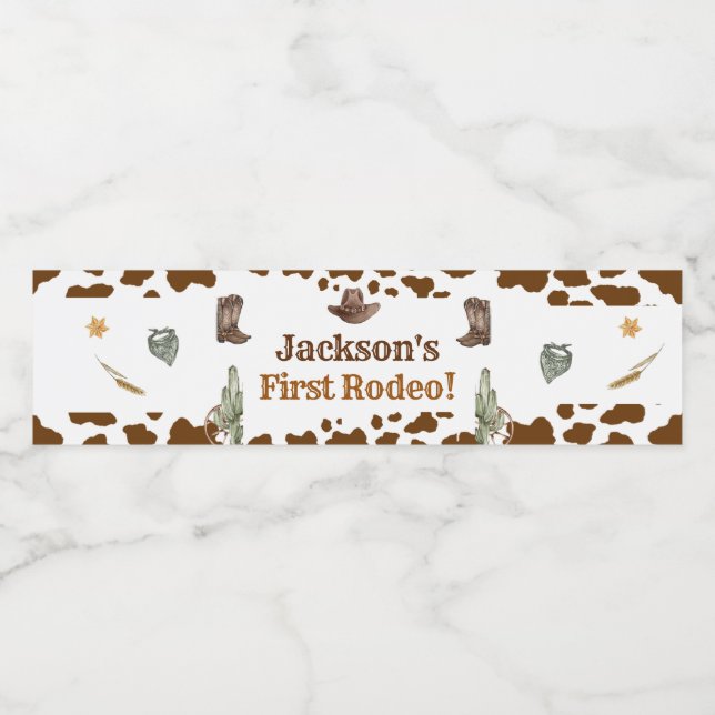 Western Cowboy Birthday Party Water Bottle Label (Single Label)