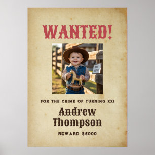 Western Cowboy Birthday Wanted Poster