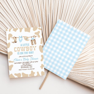 Western Cowboy Blue Plaid Baby Shower Invitation
