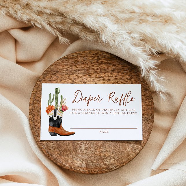 Western Cowboy Boot Baby Shower Diaper Raffle Enclosure Card (Creator Uploaded)