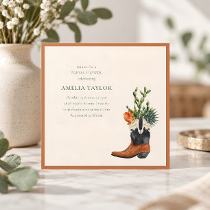 Western Cowboy Boot Cactus Bridal Shower Aesthetic Invitation