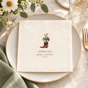 Western Cowboy Boot Cactus Bridal Shower Aesthetic Napkin