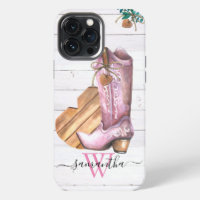 Western Cowboy Boot Monogram Boho Wood