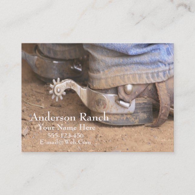Western Cowboy Boot Spurs Business Card Template (Front)