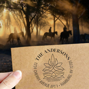 Western Cowboy Boot Stitch Pattern Return Address Rubber Stamp