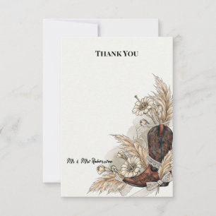 Western Cowboy Boot Wedding Thank You Card