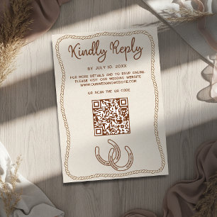 Western Cowboy Boots Barn Wedding Website QR Code RSVP Card