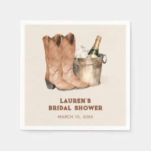 Western Cowboy Boots & Bubbly Bridal Shower Napkin