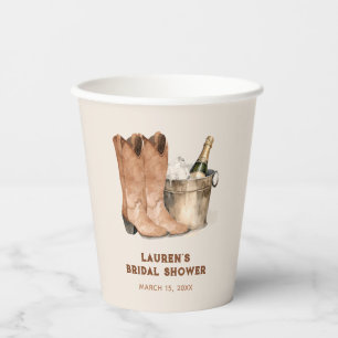 Western Cowboy Boots & Bubbly Bridal Shower Paper Cups