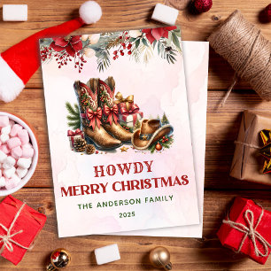 Western Cowboy Boots Christmas Holiday Card
