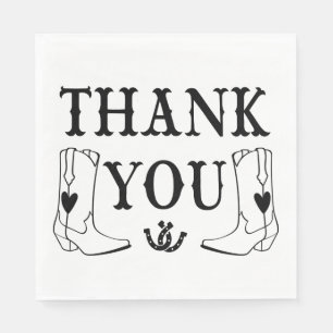 Western Cowboy Boots Country Wedding Thank You Napkin