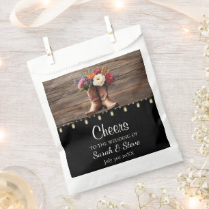 Western Cowboy Boots Floral Elegant Wedding Favour Bags