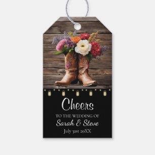 Western Cowboy Boots Floral Elegant Wedding Gift Tags