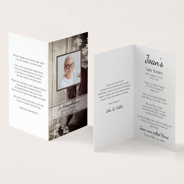 Western Cowboy Boots Funeral Memorial Prayer Business Card (Inside and Outside)