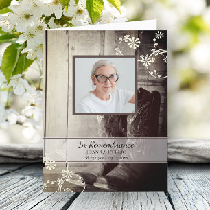 Western Cowboy Boots Funeral Memorial Sympathy Thank You Card