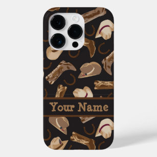 Western Cowboy Boots Hats Black Brown Name  Case-Mate iPhone 14 Pro Case