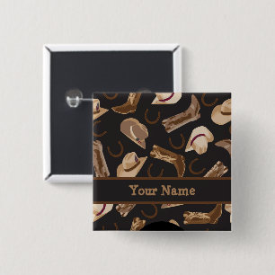 Western Cowboy Boots Hats Black Name Badge