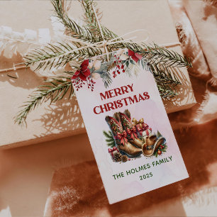 Western Cowboy Boots Merry Christmas Gift Tags
