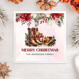 Western Cowboy Boots Merry Christmas Napkins