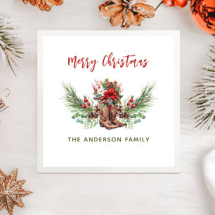 Western Cowboy Boots Merry Christmas Napkins