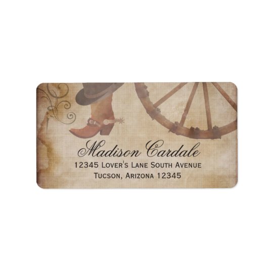 Western Cowboy Boots Wagon Wheel Address Labels