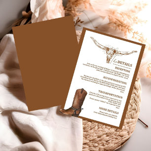 Western Cowboy Botts Wedding Details Enclosure Card