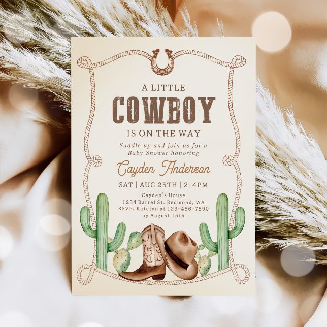 Western Cowboy Boy Baby Shower Invitation (Creator Uploaded)