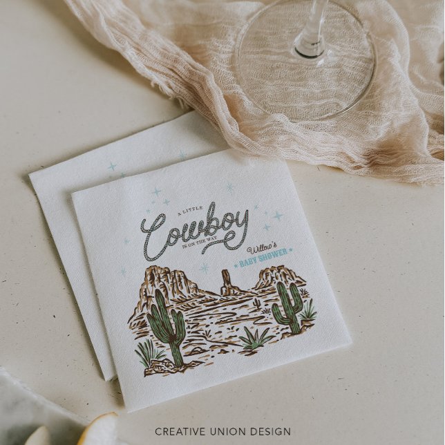 Western Cowboy Boy Baby Shower Napkin (Creator Uploaded)