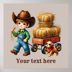 Western cowboy boys customisable  poster