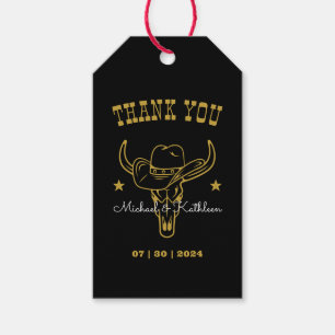 Western Cowboy Bull Skull Rustic Country Wedding Gift Tags