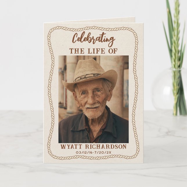 Western Cowboy Celebration of Life Funeral Program Invitation (Front)