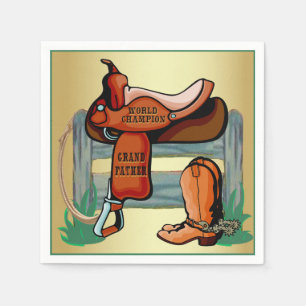Western Cowboy Champion Grandfather Saddle Boots Napkin