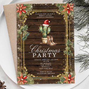 Western Cowboy Christmas Cactus Stringlight Invitation