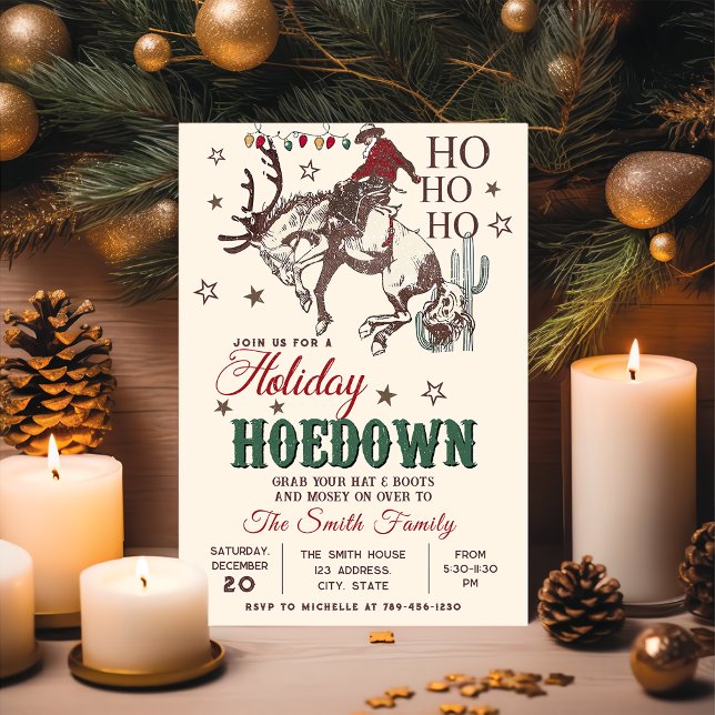 Western Cowboy Christmas Holiday Hoedown party Invitation (Creator Uploaded)