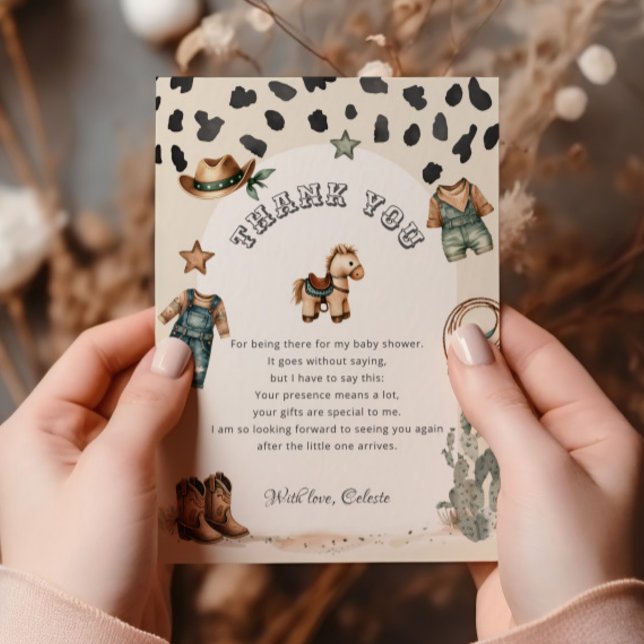 Western Cowboy Clothes Baby Shower Thank You Card (Creator Uploaded)
