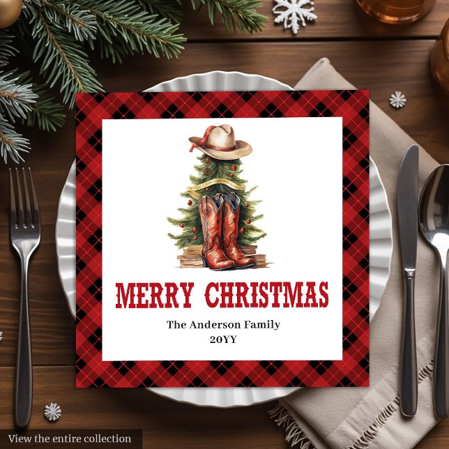 Western Cowboy Country Christmas Paper Napkins (Western Cowboy Country Christmas Paper Napkins)