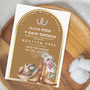 Western Cowboy Country Rustic Floral  Wedding Invitation