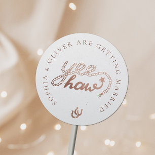 Western Cowboy Country Rustic Wedding Classic Round Sticker