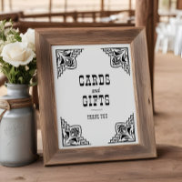 Western Cowboy Country Wedding Cards Gifts Sign