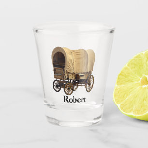 Western Cowboy Covered Wagon Personal Shot Glass