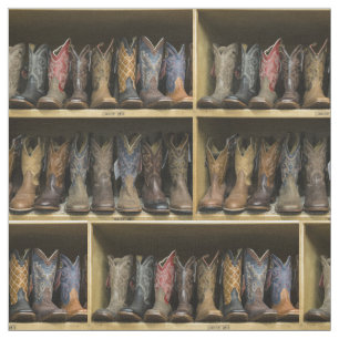 Western Cowboy Cowgirl Boots On Shelf Print Fabric