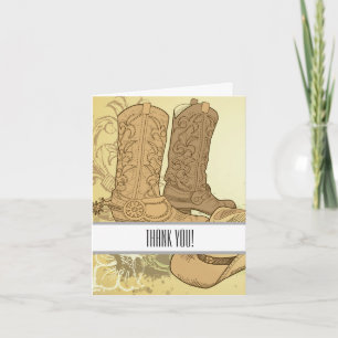 Western  Cowboy Cowgirl Boots Thank You Card
