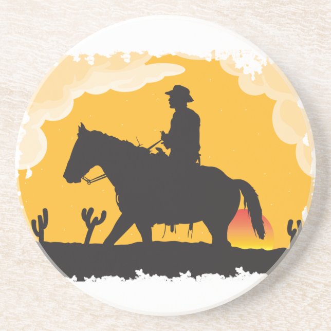 Western Cowboy Cowgirl Horse Barn Rodeo Coasters (Front)