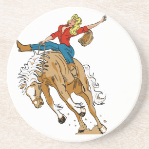 Western Cowboy Cowgirl Horse Barn Rodeo Coasters