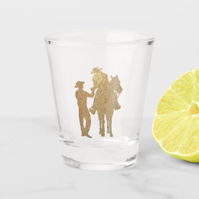 Western Cowboy Cowgirl Horse Shot Glass (Front)