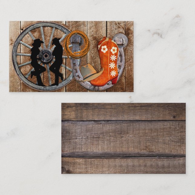 Western Cowboy Cowgirl Horseshoe Wagon Wheel Business Card (Front/Back)