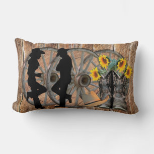 Western Cowboy Cowgirl Horseshoe Wagon Wheel Lumbar Cushion